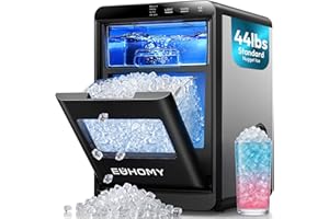 EUHOMY Nugget Ice Maker Countertop, 44Lbs/24H Sonic Ice Maker Machine, Self-Cleaning Pellet Ice Makers with Ice Scoop&Basket,