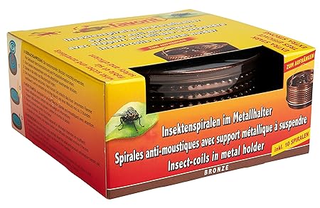 Favorit Mückenspirale + Metalltopf, bronze – Insektenschutz Wirkzeit ca. 5 Stunden, inkl. 10 Spiralen – 1288A