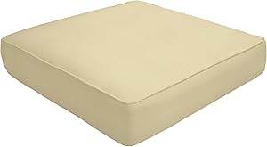 Custom x Easy Way Products 19280U-E5422 Custom Zip Double Piped Ottoman Cushion, 25" x 22"/Zipper Closure, Sunbrella Canvas Antique Beige
