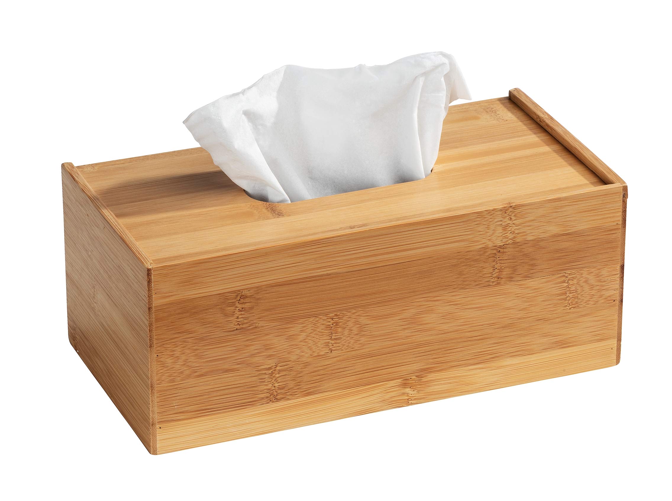 WENKO Terra Bamboo Organiser Box with 3 Compartments - Storage Box, Bathroom Basket, Bamboo, brown, Bambus mit Deckel L