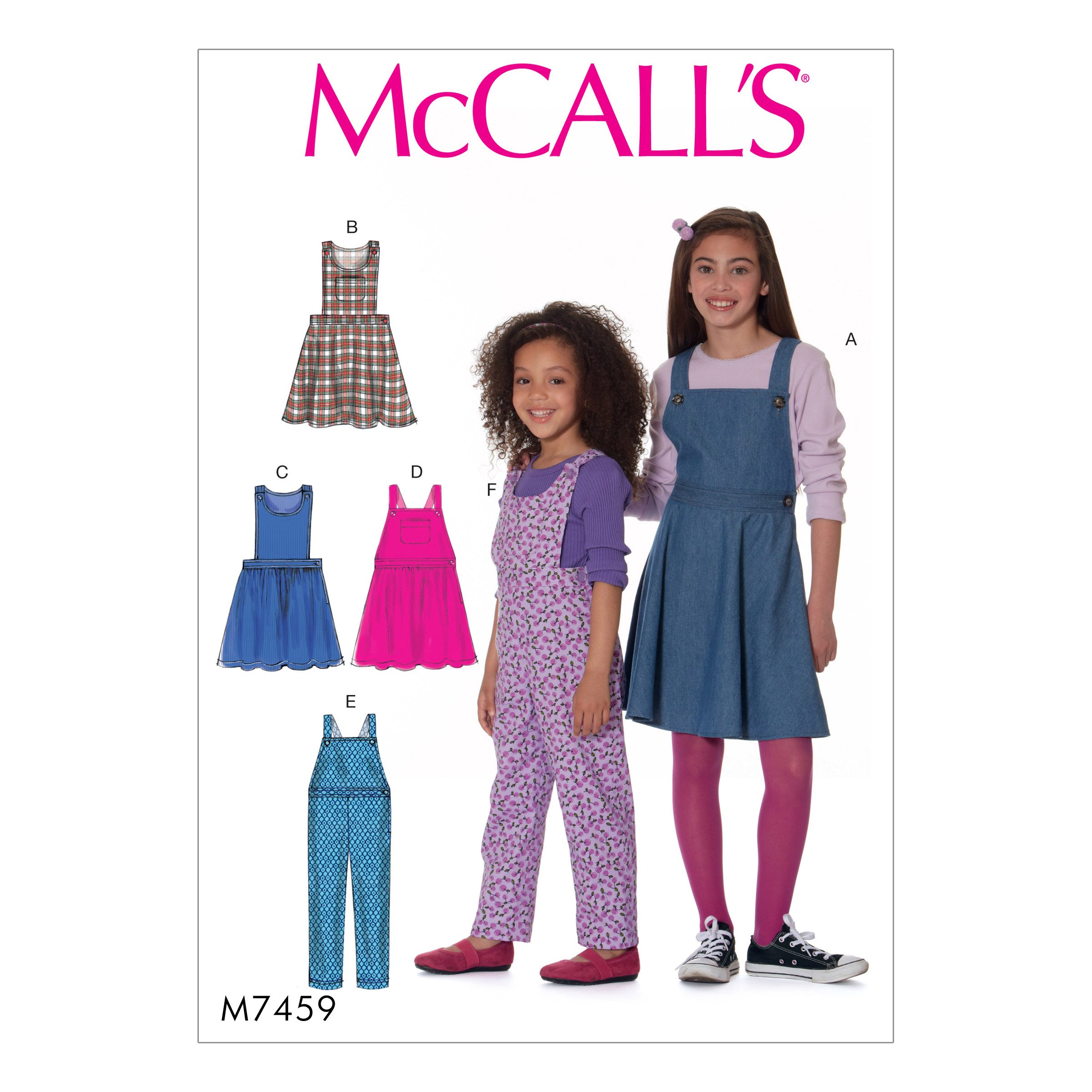 McCall's Patterns 7459 CHJ,Children's/Girls Jumpers and Overalls,Sizes 7-14, Tissue, Multi-Colour, 152 x 213 cm, M7459CHJ
