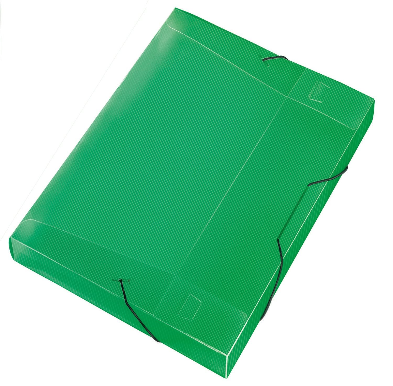 VELOFLEX 4443240 - Crystal Collection Box, DIN A4, Transparent PP Film, with Elastic Band, Document Box, Notebook Box, Green