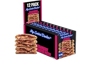 My Cookie Dealer Soft Baked Cookies, Strawberry Toaster Pastry (12-Pack, 4oz Cookie) - Strawberry Pop-Tarts & White Chip Batter, Filled with Strawberry Jam - Individually Wrapped Travel Snacks