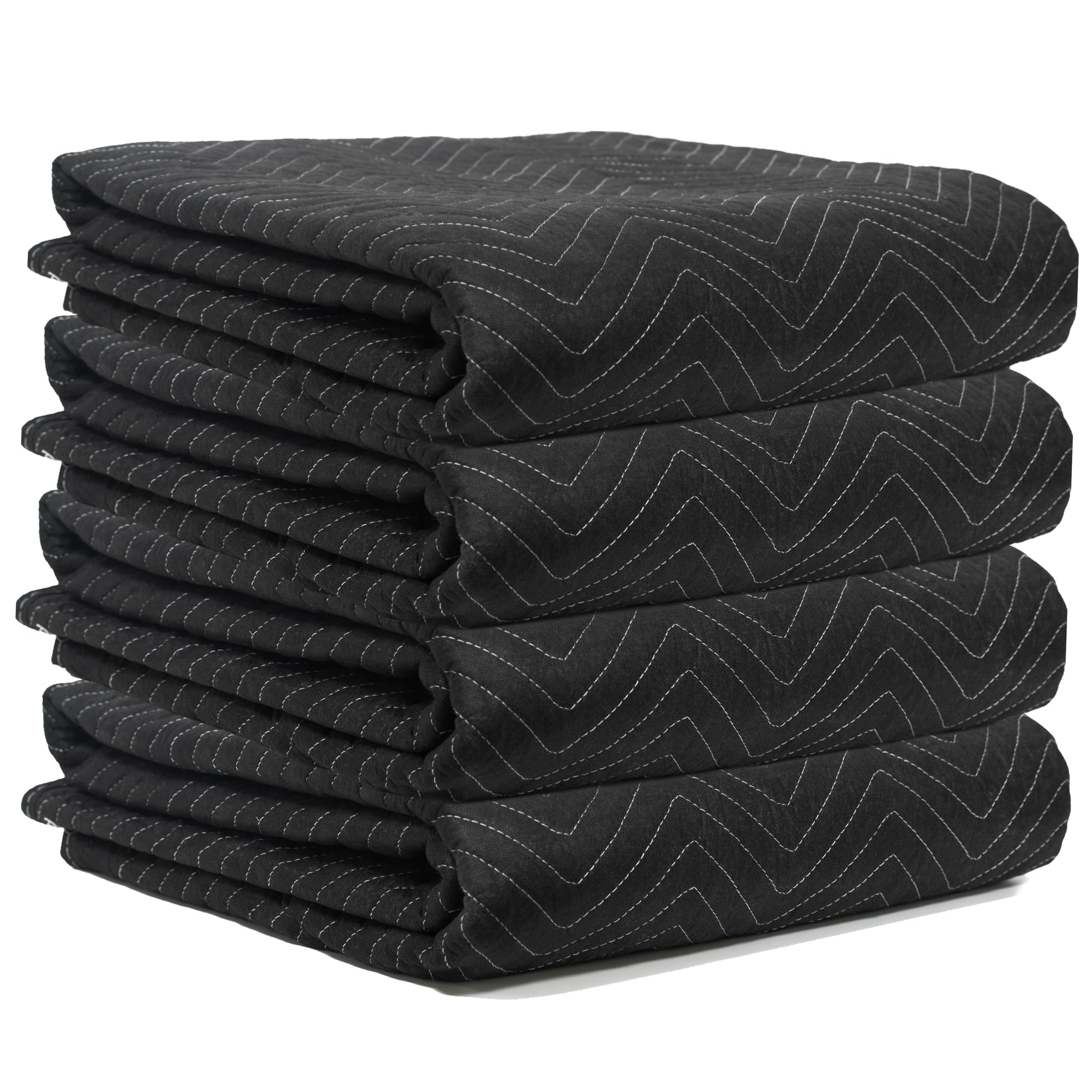 Photo 1 of JourneyO Padded Packing & Moving Blankets 4 Pack Deluxe Quality 80 x 72 inch Furniture Shipping Pads for Moving and Storage-Black(4 Deluxe Blankets 45 lbs/Dozen)
