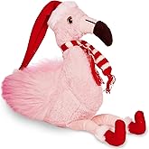 Bearington Festive Fifi Flamingo Christmas Plush - 8.5" Pink Flamingo Christmas Decorations with Cute Socks, Scarf and Santa Hat - Adorable Stuffed Animal for Toddlers, Kids, and Teens