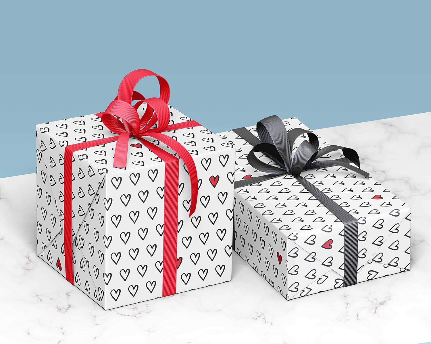 Modern Love Heart Wrapping Paper, Red, 1 count (Pack of 4) - Image 3
