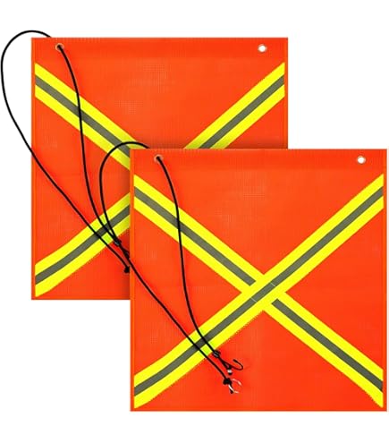 VULCAN Safety Flag With Stretch Cord - Bright Orange - Mesh Constructi 18 Inch X 18 Inch 2 Pack