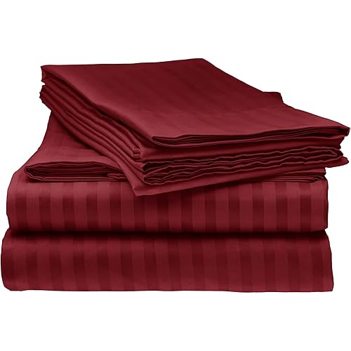 King Italian Prestige Collection Bed Sheet Set – 1800 Luxury Soft Microfiber Hypoallergenic Deep Pocket 4-Piece Bedding Set - Wrinkle, Stain, Fade Resistant - Burgundy