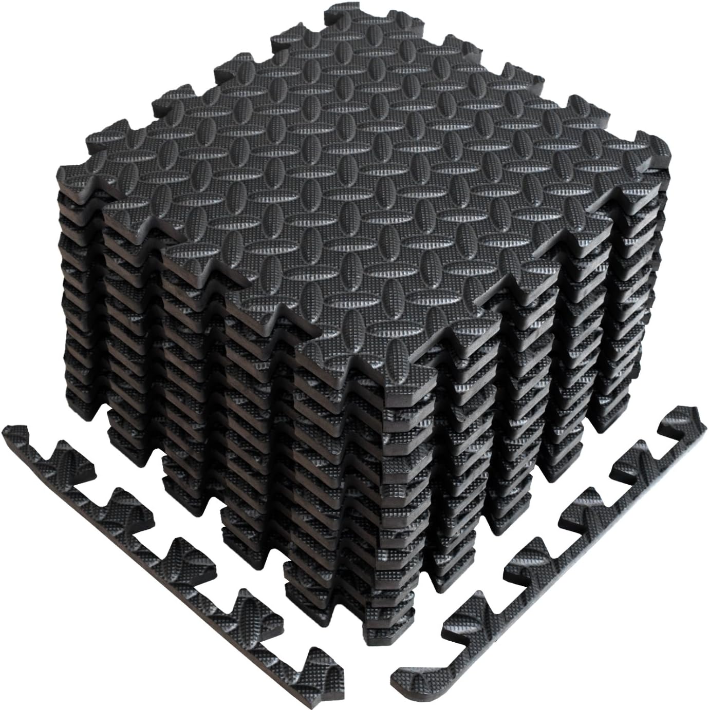 A2ZCare Puzzle Exercise Mat with EVA Foam Interlocking Tiles (Protective Flooring) - 3 YEAR Limited Warranty with 60 day - Perfect for Home Gym, Aerobic, Yoga & Pilates (Black-12pcs with Border Tiles) : Sports & Outdoors