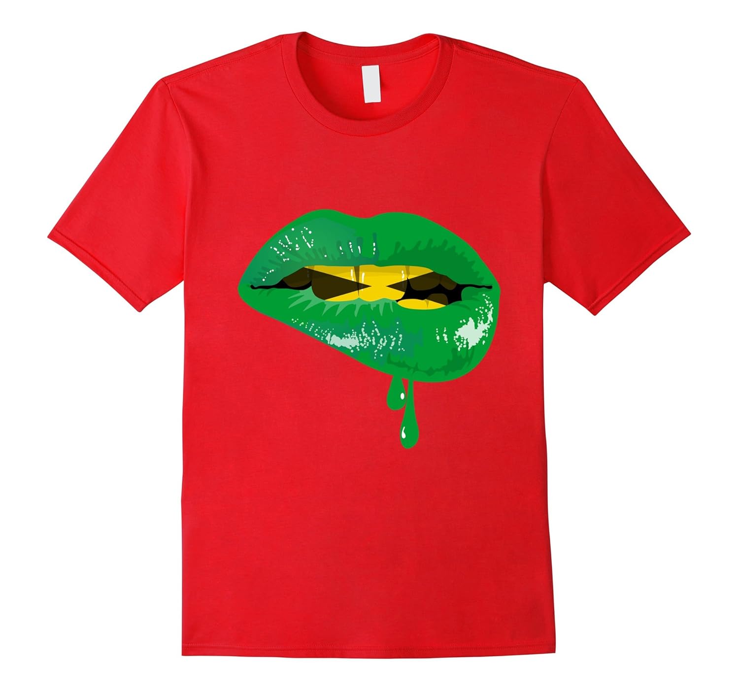 Dripping Lips Jamaica Flag T-shirt-Rose