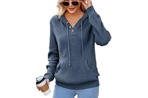 CiCiBird Women Fall Hoodies Sweater Knit V Neck Tops Oversized Fashion Pullover Casual Long Sleeve Shirts with Pockets