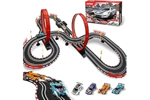 COVSEN Slot Car Race Track Sets for Kids -30FT Electric Race Car Track with 4 High-Speed 1:43 Slot Cars, Lap Counter, Dual Racing Game &Multiple Types of Tracks - Christmas, Birthday Gift Toys for Ages 8-13