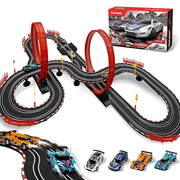 SLOT CAR RACE TRACK SETS FOR KIDS -30FT...
