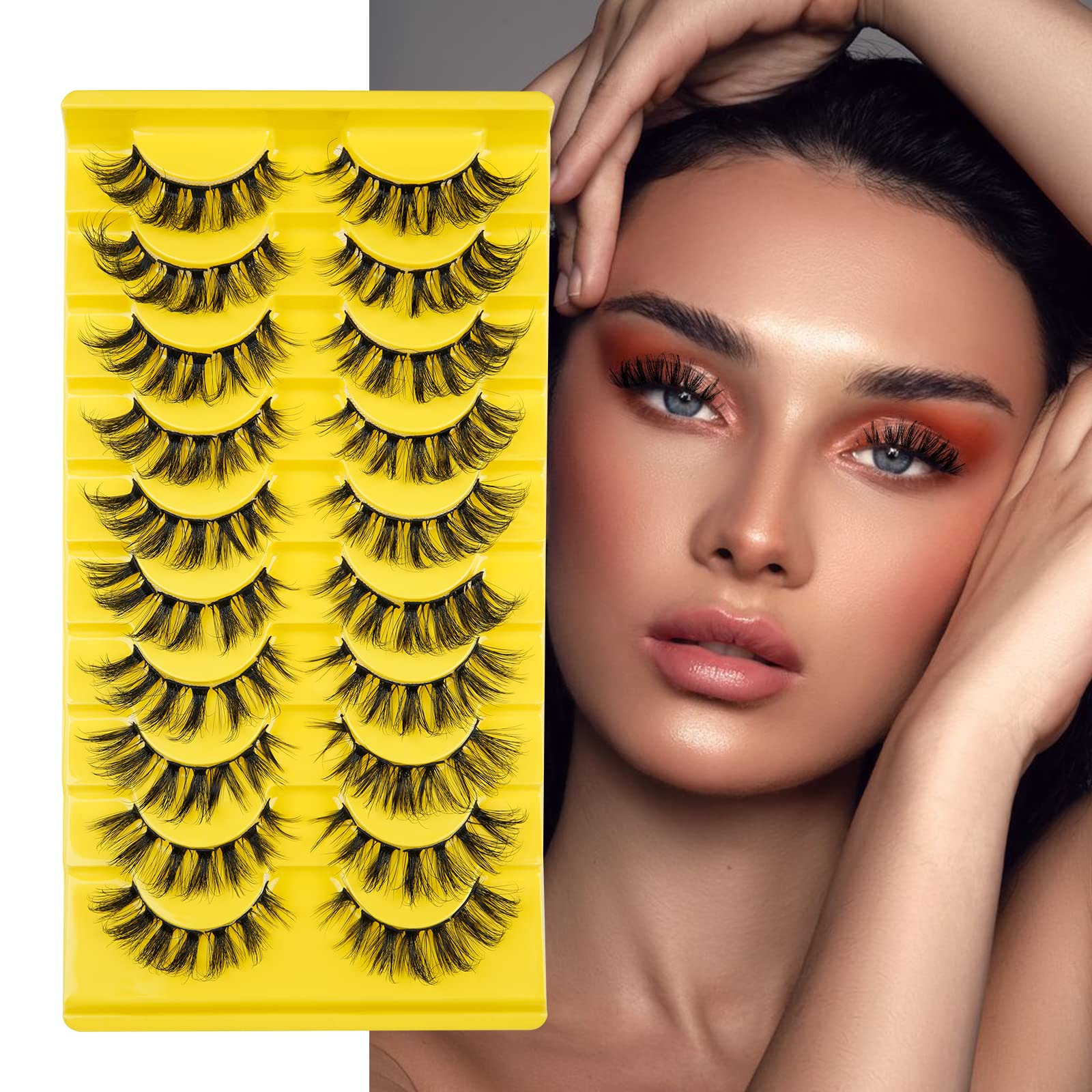 LANKIZ Lash Clusters 8-16mm Fluffy Individual Cat Eye Lashes Natural Look 5D Wispy Cluster Lashes C Curl False Eyelashes DIY Eyelash Extensions Faux Mink Fake Lashes Strip 10 Pairs Pack (Paeony Style)