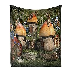 Ambesonne Forest Throw Blanket, Woodland Cottages