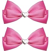 LMYMHMLM 2pcs Pink hair bows for girls, cute bow hair clips for women, hot pink hair bow with alligator hair clip, christmas and valentines hair bows, hair accessories for girls