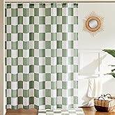 Ohocut Checkered Shower Curtain, Sage Green Shower Curtains for Bathroom, Cute Retro Checkboard Shower Curtain Vintage Aesthe