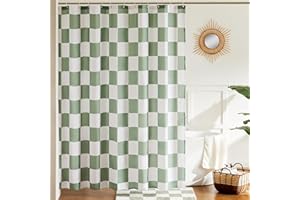 Ohocut Checkered Shower Curtain, Sage Green Shower Curtains for Bathroom, Cute Retro Checkboard Shower Curtain Vintage Aesthetic, Washable Fabric Bath Curtain 72''x72''
