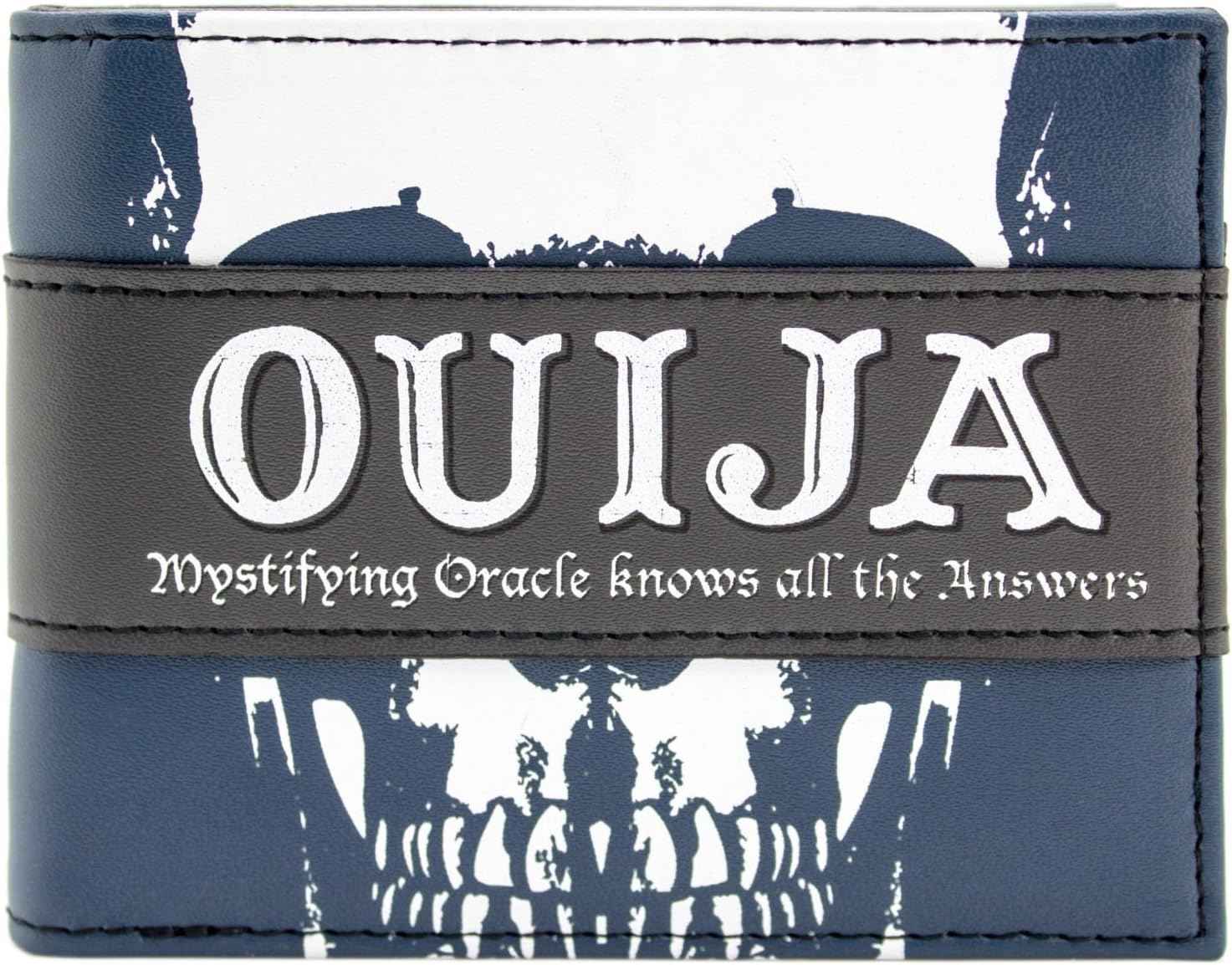 Ouija Oracle Knows All The Answers Printed Skull Blue ID & Card Bi-Fold Wallet