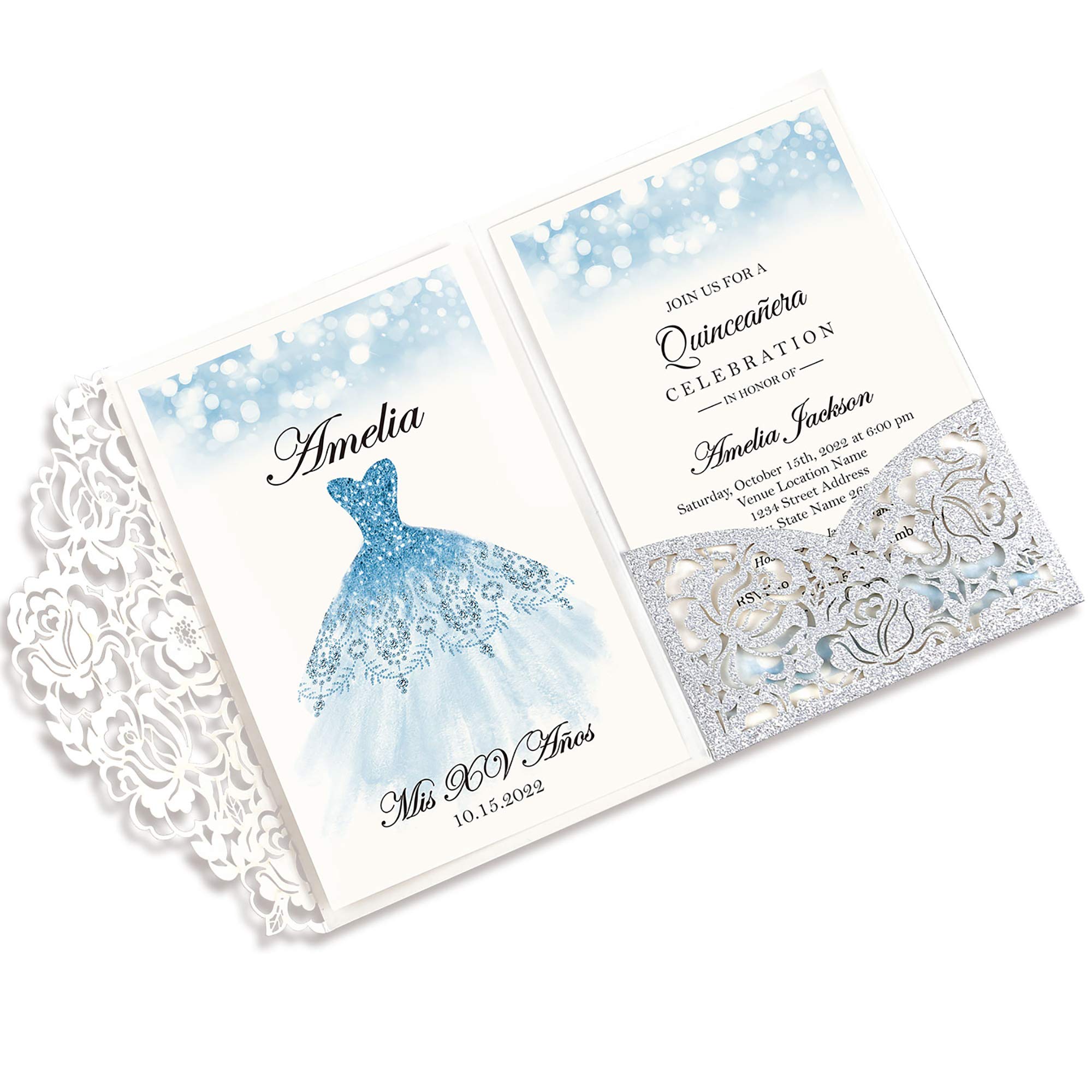 Buy DORISHOME 4.7x7 Inch Glitter Silver 50PCS Blank Quinceanera