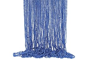 SWANUCKY 48 Pack Mardi Gras Beads Necklaces, 33 Inch Plastic Beads for Party Favors, Festival Decorations, Parade Throws, Christmas, St. Patrick's Day Celebrations
