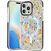 Toycamp for iPhone 16 Pro Case Women - Compatible with MagSafe Women Girls Cute Phone Cover Magnetic with Shockproof Protective Girly Cartoon Design for Apple for iPhone 16 Pro 6.3", Kawaii Floral