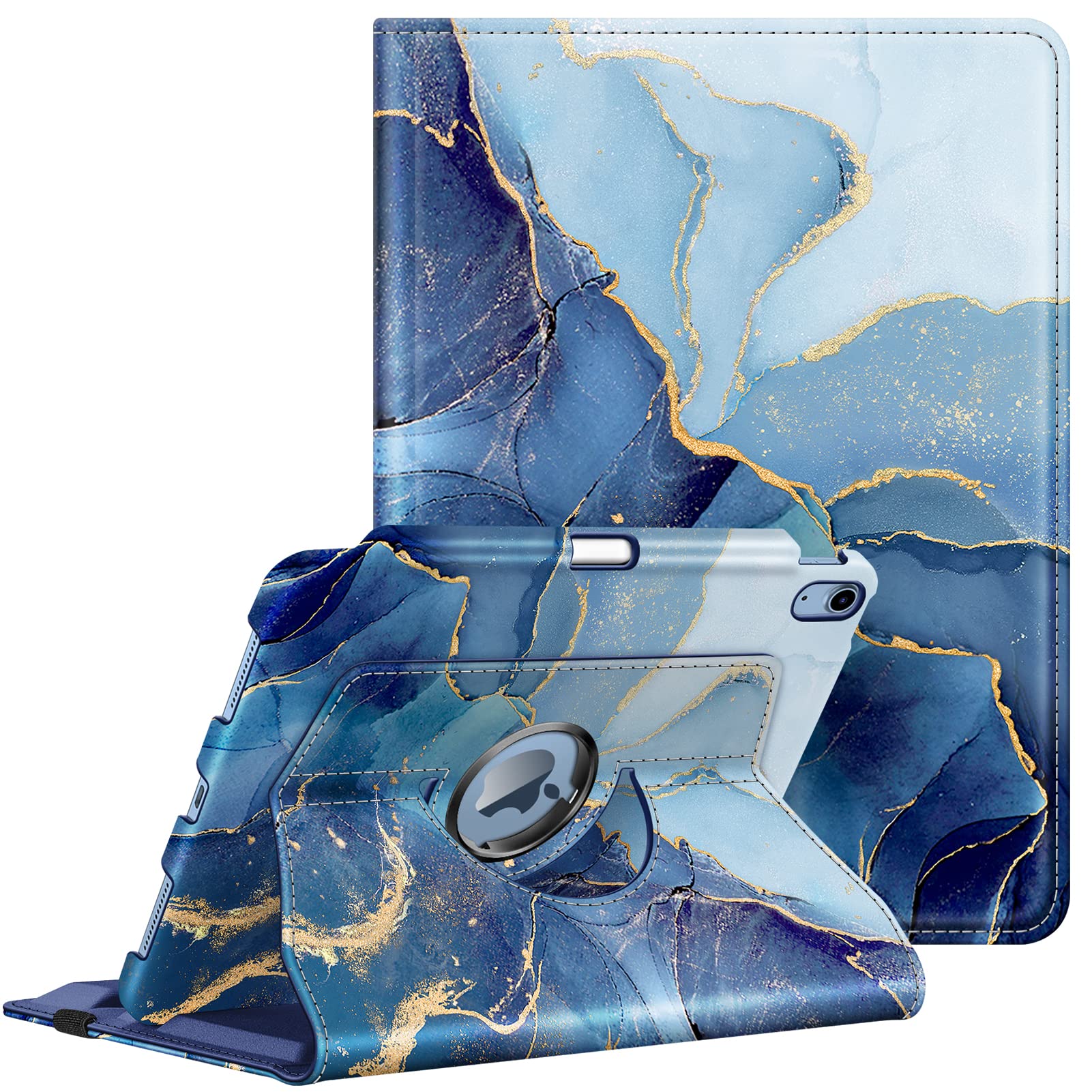 FINTIE Rotating Case for iPad (A16) 11th Generation 11 Inch (2025), iPad 10th Generation 10.9 Inch (2022) - 360 Degree Swivel Protective Stand Cover w/Pencil Holder, Auto Wake/Sleep, Ocean Marble — image 1