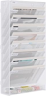 EasyPAG 10 Tier A4 Mesh In Tray Hanging Wall File Holder White view 1