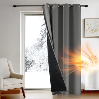 Deconovo Thick Thermal Door Curtain 52 x 84 Inch Light Grey Blackout