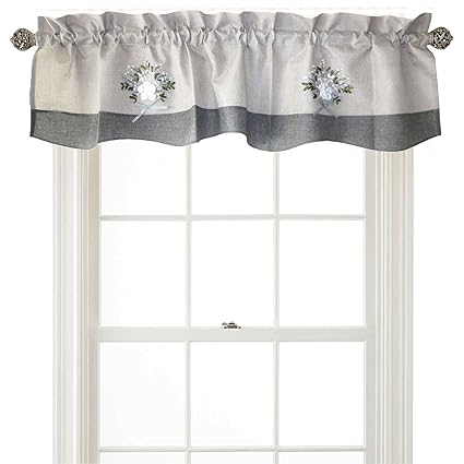 Violet Linen Artistic Decorative Burlap, 60 x 15 Window Valance - Gray