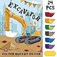 WERNNSAI Pin The Bucket on The Excavator Party Games - Construction Party Supplies for Kids Boys 21’’ x 28’’ Truck Game Poste
