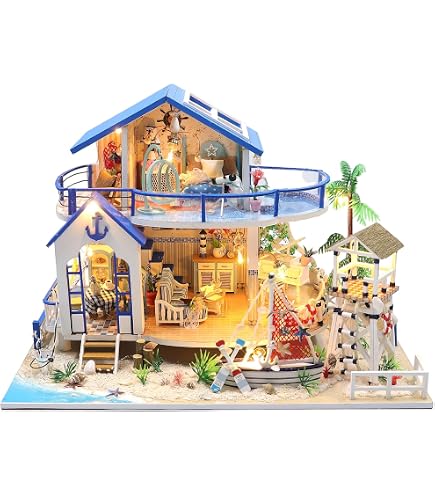 Kit Maison Miniature Forestière En Bois – 193 Pièces Avec LED – 14+ – Cadeau DIY Pour Adultes