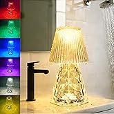LOZNDA Waterproof Shower Lamp, Rechargeable Bathroom Lamp with RGB, Cordless Crystal Table Lamp, Dimmable Crystal Bedside Night Light for Bathroom Bedroom