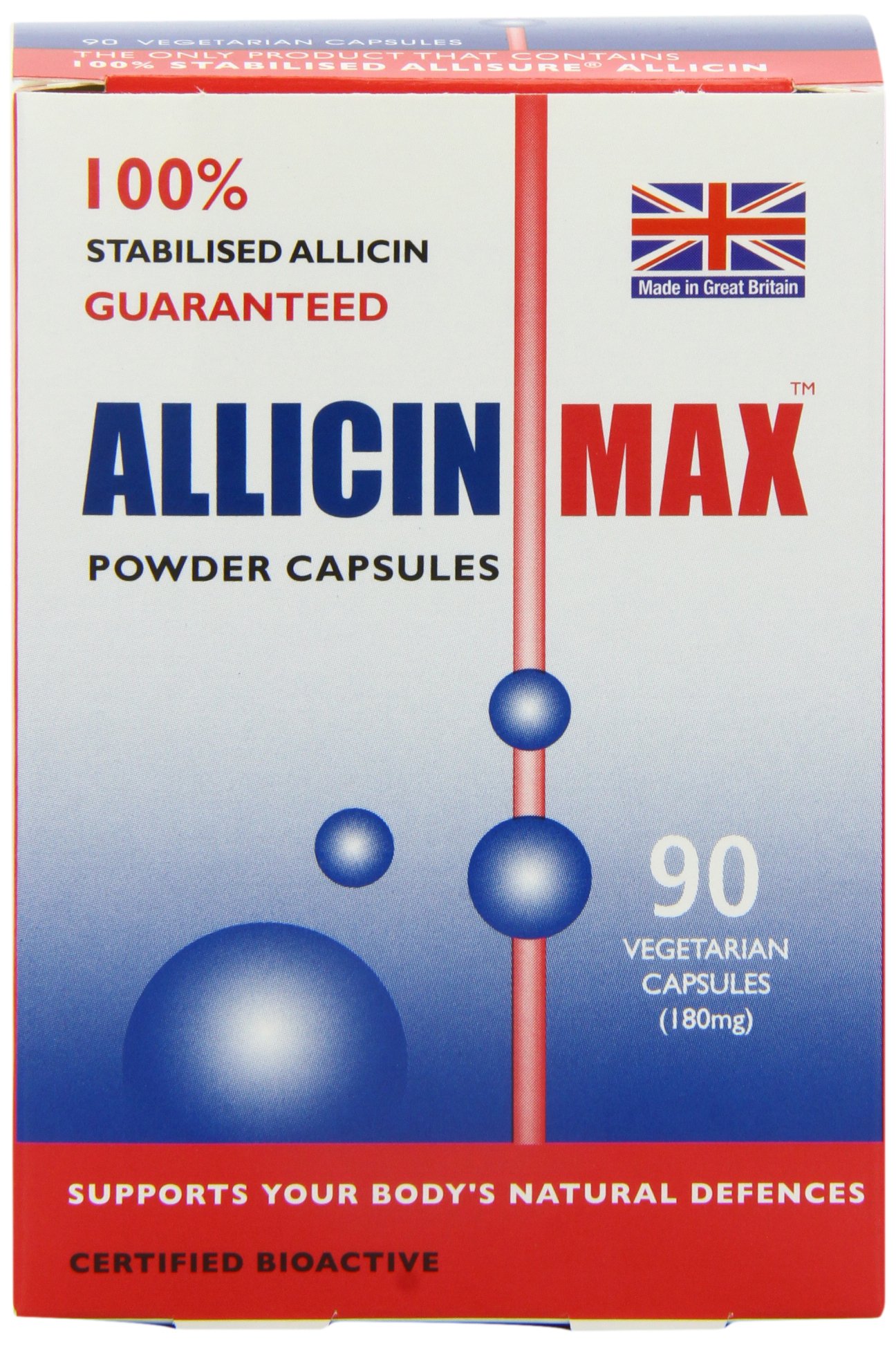 AllicinMax 180 mg 100% Pure Allicin 90 Veg Capsules, 80 g
