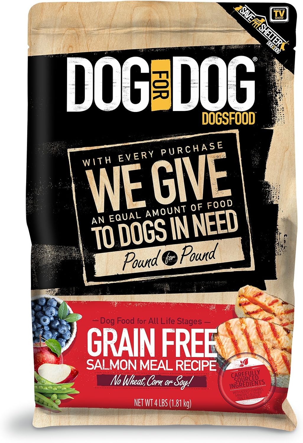 Dog For Dog 1 Piece Grain Free Salmon Meal Dog Food, 4 Lb Pet Supplies