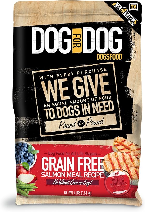 Dog For Dog 1 Piece Grain Free Salmon Meal Dog Food, 4 Lb