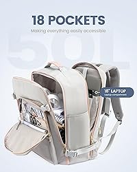 LOVEVOOK Carry on Backpack, 50L Travel Backpack
