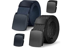 IronSeals 2 Pack Military Tactical Web Belt, Webbing Nylon Outdoor Web Belt with Plastic Buckle