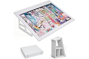 WELGEE 1000-Piece Tilting Puzzle Board with Stand(31” x 24”), Lightweight Portable Puzzle Table for Adults & Seniors, Customi