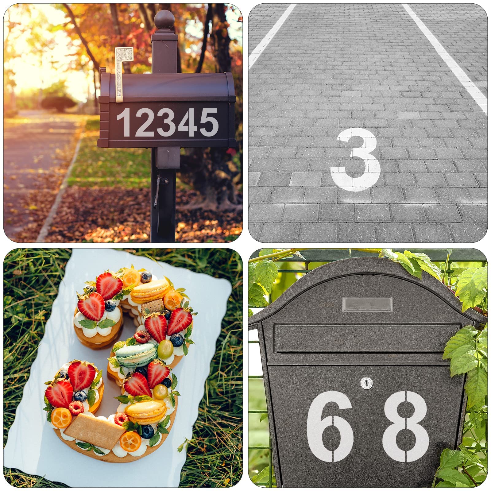 4 Inch Plastic Number Stencils - Reusable Digital Templates for Cake, Address, Painting