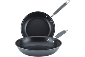 Anolon Advanced Home Hard-Anodized Nonstick Skillets (2 Piece Set- 10.25-Inch & 12.75-Inch, Moonstone)