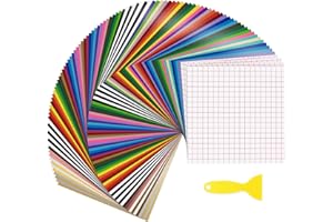 IModeur 100 Pack Adhesive Permanent Vinyl for Cricut - 12"x12", 44 Assorted Colors Vinyl Sheets (Metallic & Glossy & Matte & 4 Pack Transfer Tape) for Most Kinds of Cutting Machines, Deco Sticker