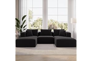 Novilla 106" Modular Sectional Sofa, Modern Cloud Sectional Couch with Smarts Coil™ Support, U-Shape Boneless Couch for Living Room Apartments Bedroom, No Assembly Required (3 Seater + 2 Ottoman)
