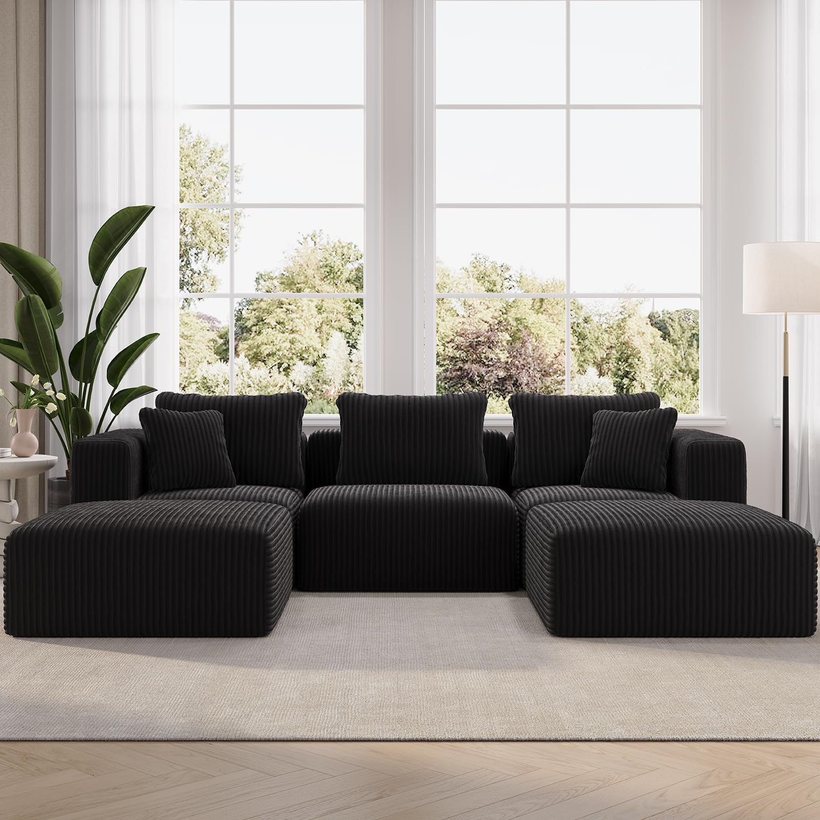 Photo 1 of ** BIG TRUCK NEEDED ITEM IS XL ON A PALLET *** Novilla 106" Modular Sectional Sofa, Modern Cloud Sectional Couch with Smarts Coil® Support, U-Shape Boneless Couch for Living Room Apartments Bedroom, No Assembly Required (3 Seater + 2 Ottoman)