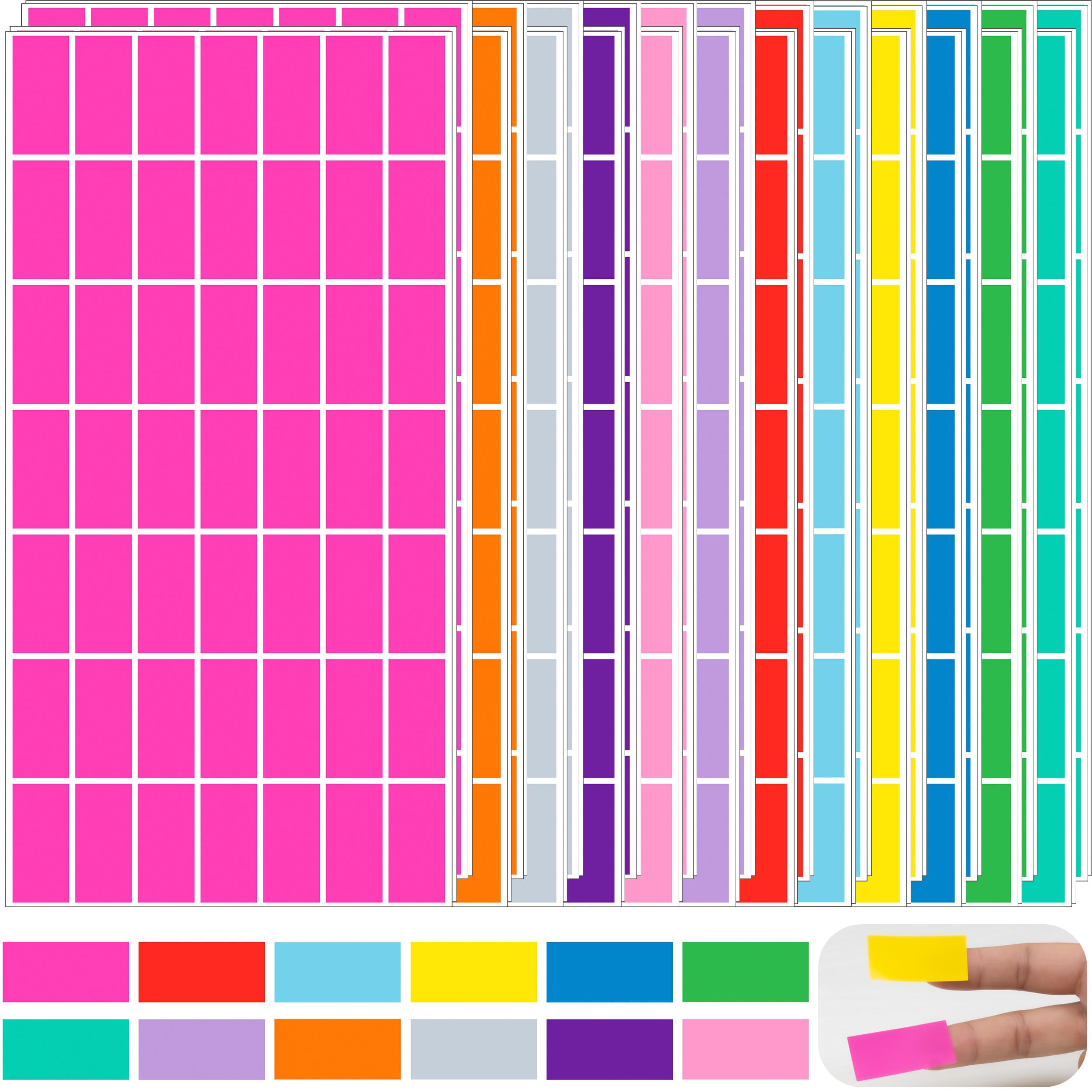 1176 Pack Rectangular Coloured Stickers Labels,12 Colours Rainbow Sticky Label,4cm x 1.9cm Color Coding Labels Assorted Stickers by YSHIHE