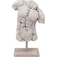 Cracked Torso Sculpture - Modern Artistic White Polyresin Decorative Man Statue for Home or Office Decor - Creative Human Body Art Decor
