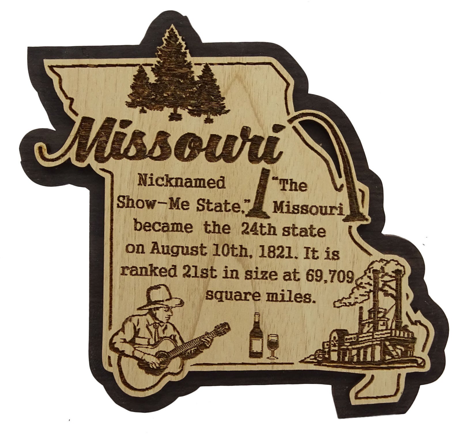 Printtoo USA Missouri State Map Wooden Magnet Souvenir Fridge Magnet Gift