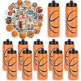 RhythmFit 12 Pack Basketball Water Bottle Bulk with 300 PCS Stickers 20 oz Reusable BPA-Free Water Bottles for Boys Sports Squeeze Bottles Basketball Party Favors Gifts For Team