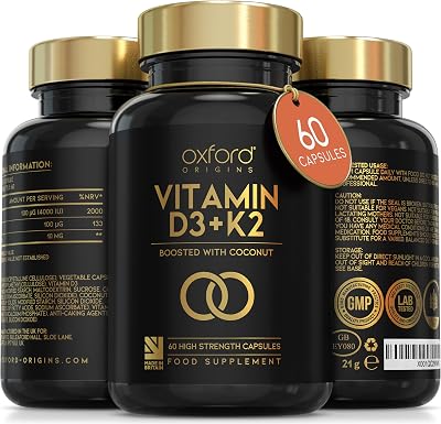 Oxford Origins Vitamin D3 K2 Capsules 4000 IU 100mcg MK7 MCT UK Made Vegetarian