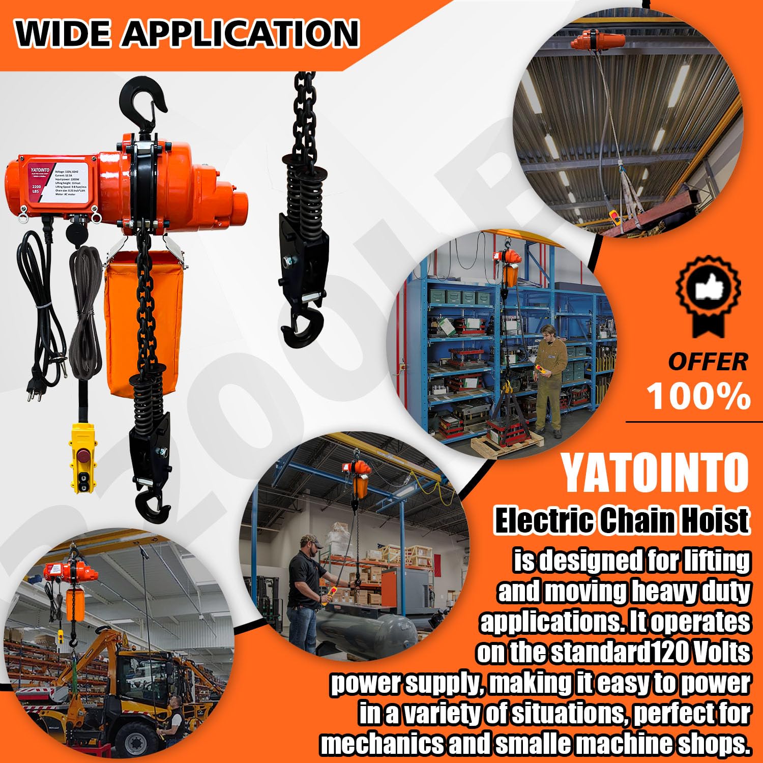 Remote Control Pulley System Mua YATOINTO Electric Chain Hoist 2200lbs Winch 10Ft Wired Remote ...